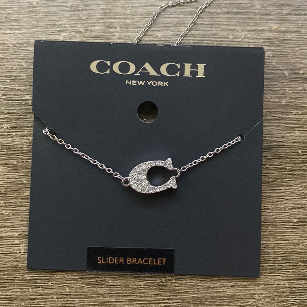 Coach Pave Signature slider bracelet Monogram Silver!
